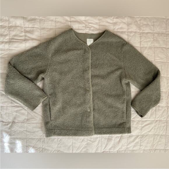 Joie Sage Green Boucle Sherpa Teddy Fleece Lined  Button Down Jacket - Medium - Picture 1 of 9